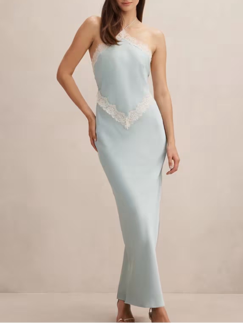 Kelli Lace Strappy Satin Maxi Dress